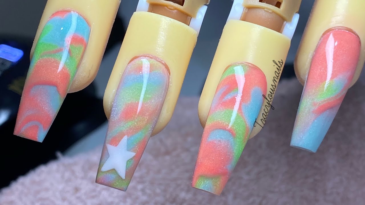 Sand Art Inspired Nails | Acrylic Nail Tutorial