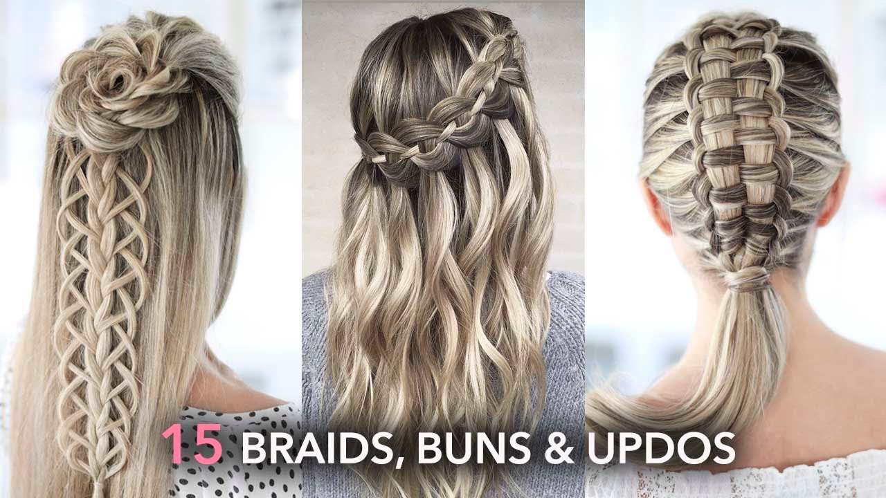 15 Beautiful Braids, Buns and Updos - Easy Hairstyle Tutorial