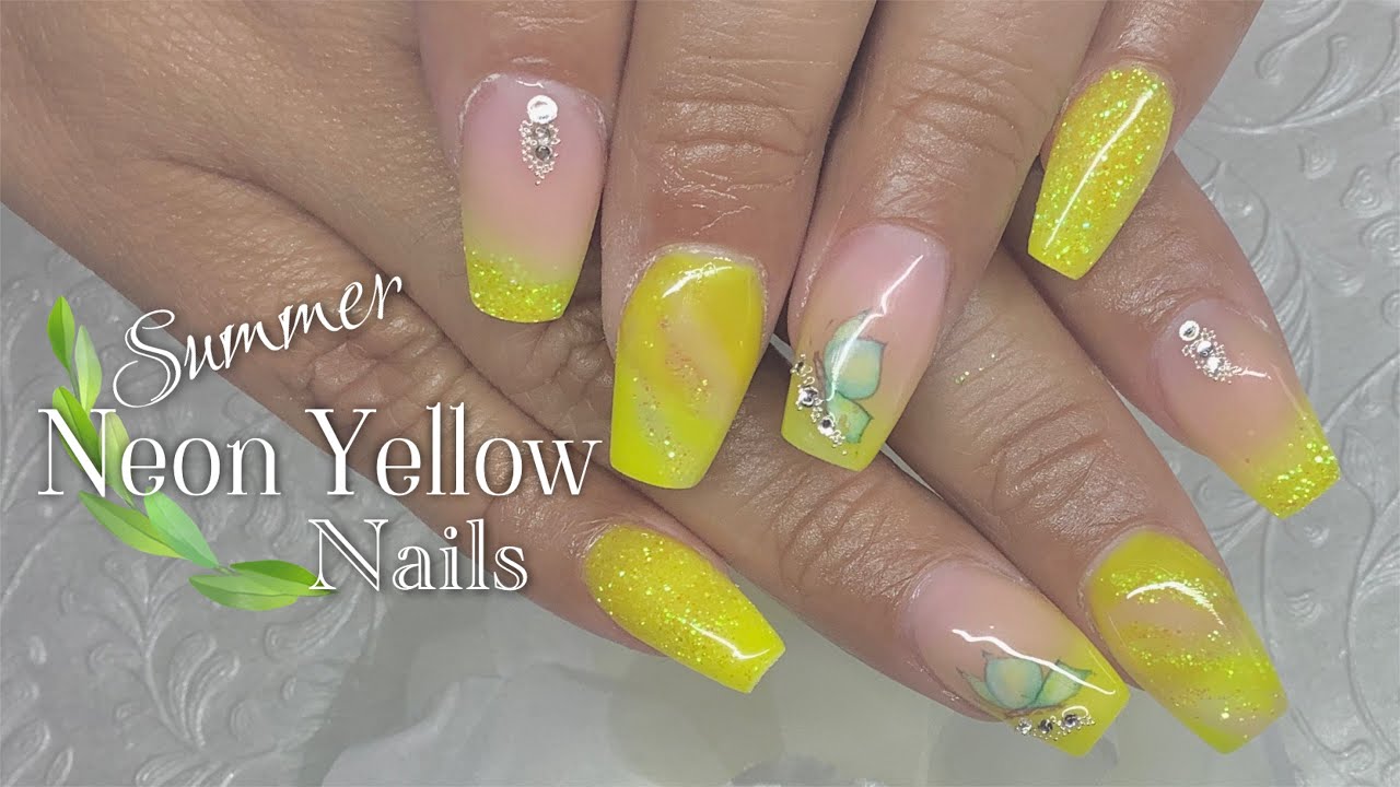 Neon Yellow Builder Gel Nails | Summertime Nails | Builder angel Nails Tutorial