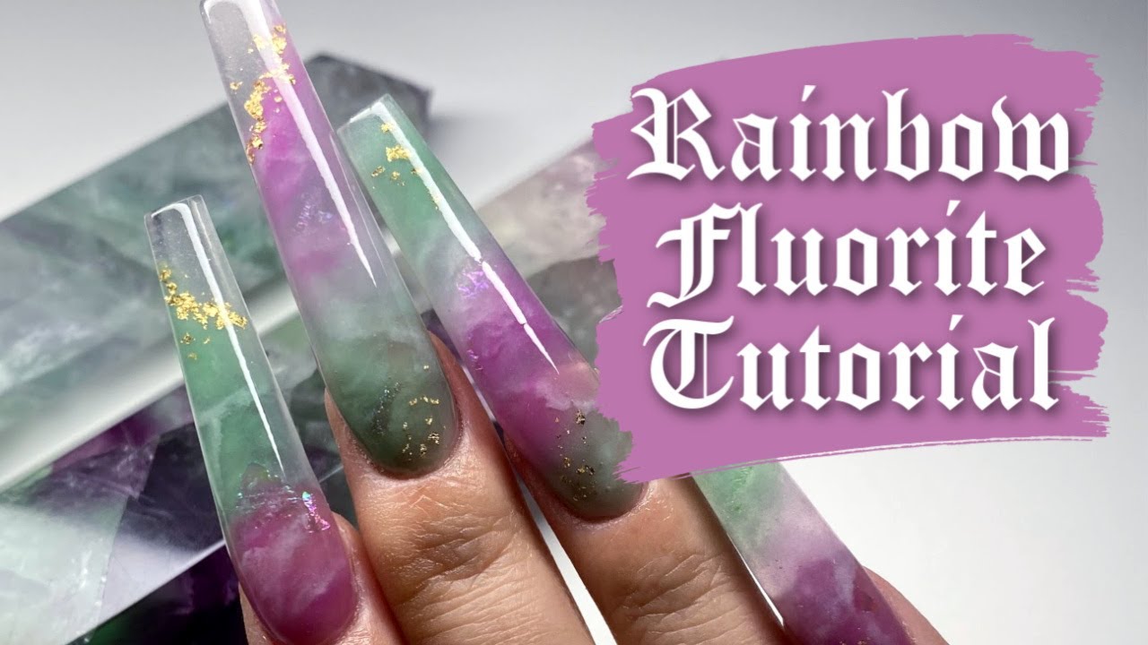 Rainbow Fluorite Nails || Tutorial