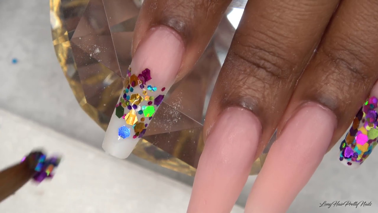 Acrylic Nails Tutorial - How To Encapsulated Nails - Glitter Ombre Bling Nails