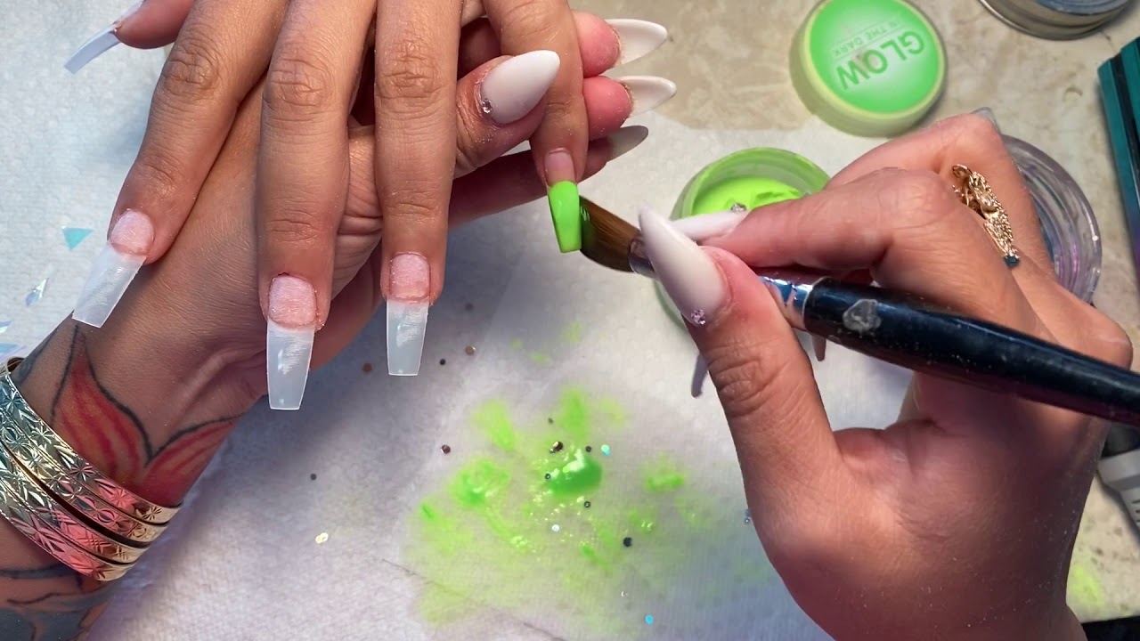 Green and Nude Encapsulated Nails Tutorial