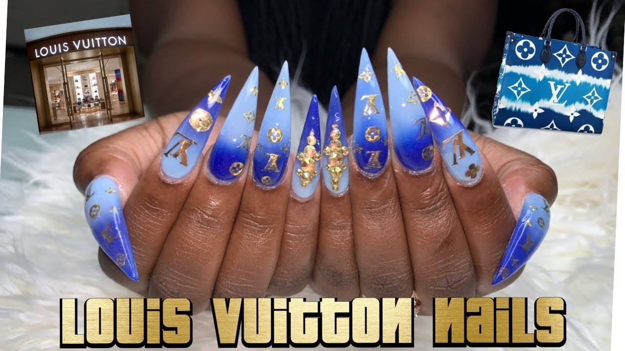 Louis Vuitton Nails | Ombré Acrylic Nails Tutorial | Stiletto Nails Tutorials