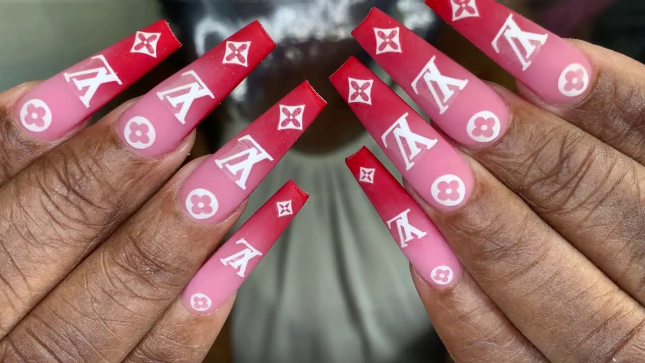 Acrylic Hot Designs Sticker LV | Nails Tutorial |