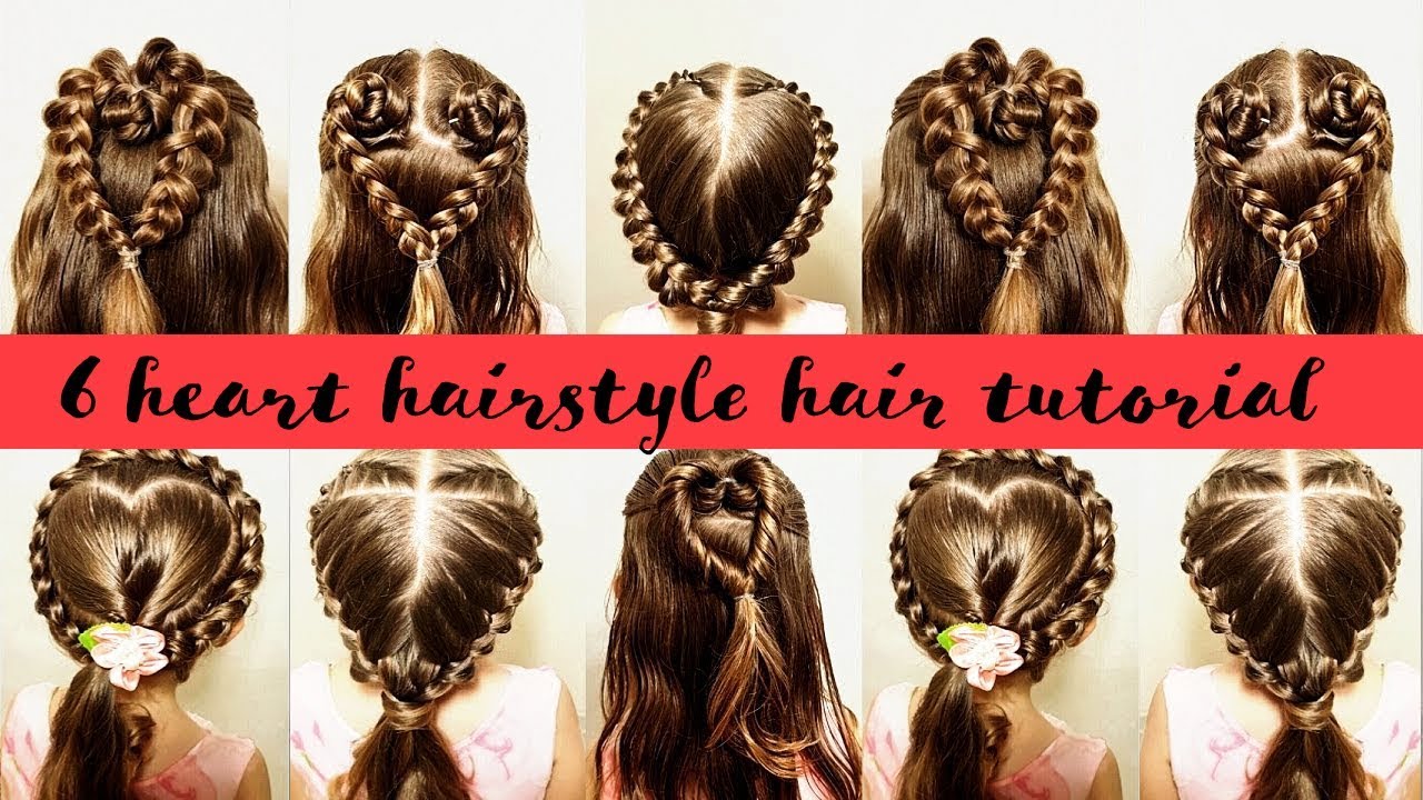 6 Heart hairstyle hair tutorial. Hairstyles for girls. Kids hairstyles braids!