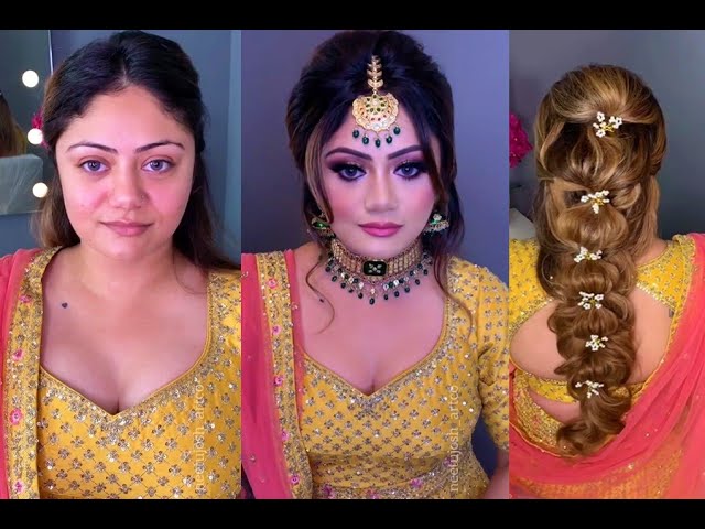 Real Bridal Mehndi Makeover and Hairstyle Tutorial || Step by Step Tutorial