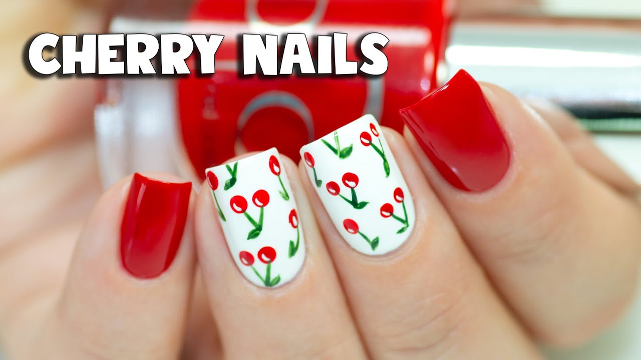 CHERRY NAIL ART TUTORIAL |  Easy Fruit Nail Art Design